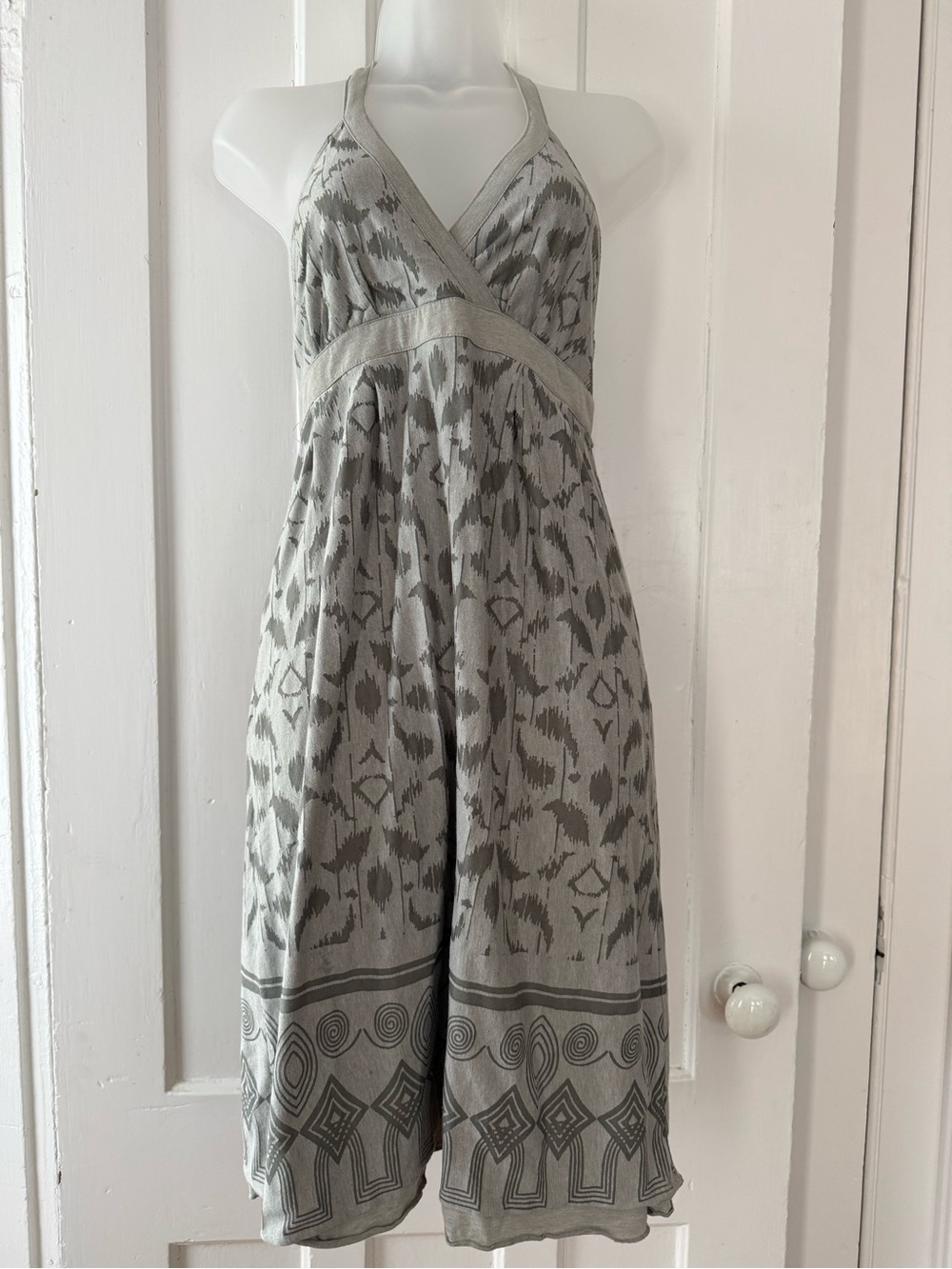 Dakini Gray Patterned Halter Midi Dress